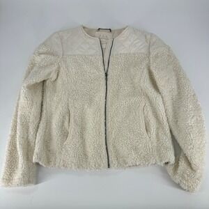 Prana Womens Cream Sherpa Quilted Jacket Fleece Cozy‎ Outerwear Size L